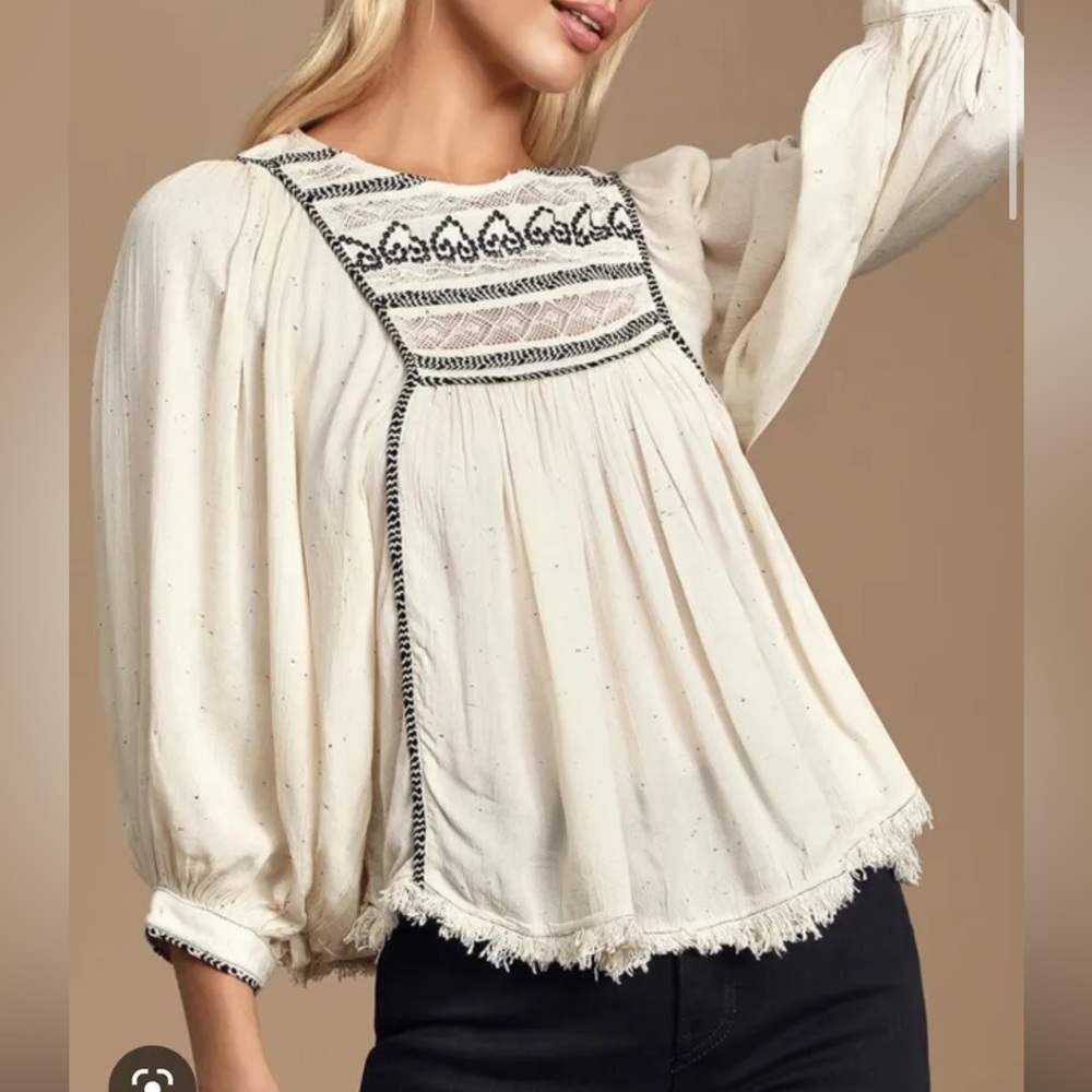 NWT Free People Cyprus Avenue Embroidered Top